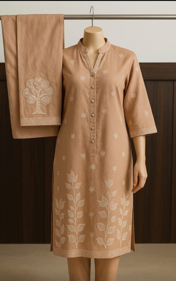 Floral Embroidered Cotton Co-Ord  Set